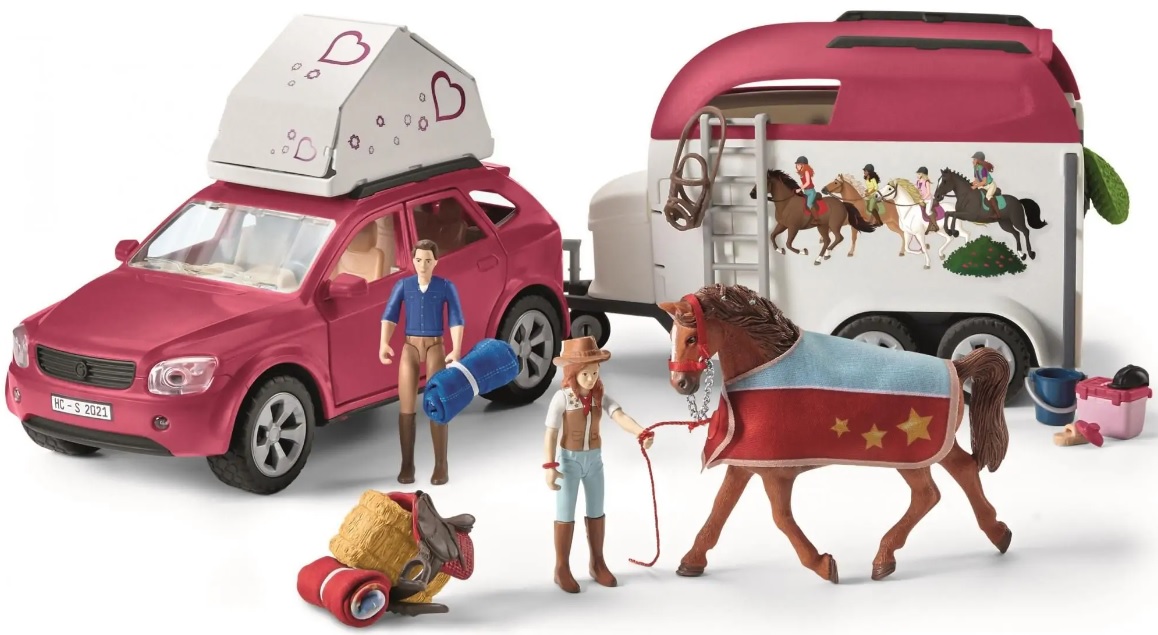Schleich 42535 Dobrodružné auto s prívesom a koňom